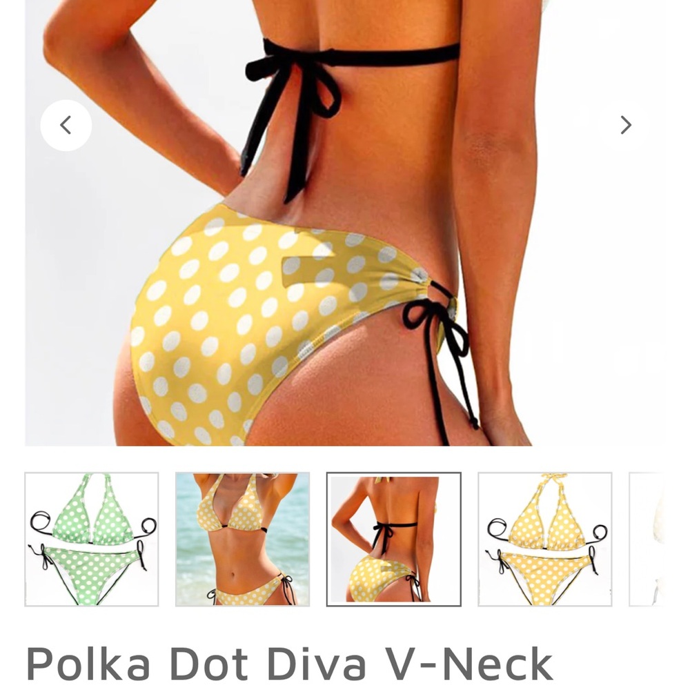 Polka Dot DIVA V-Neck Yellow Polka Dot Bikini Set
X-Large - Picture 2 of 10
